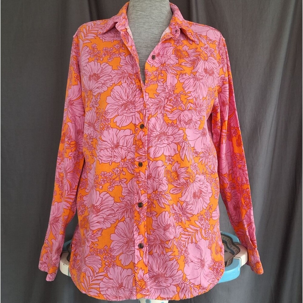 S Hibiscus Hawaii Resortwear Coastal Linen Blend Universal Thread Tropical Boho